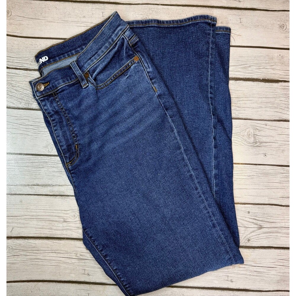 The Lands' End Women's Mid-Rise Straight Leg Dark Wash Blue Denim Jeans in size